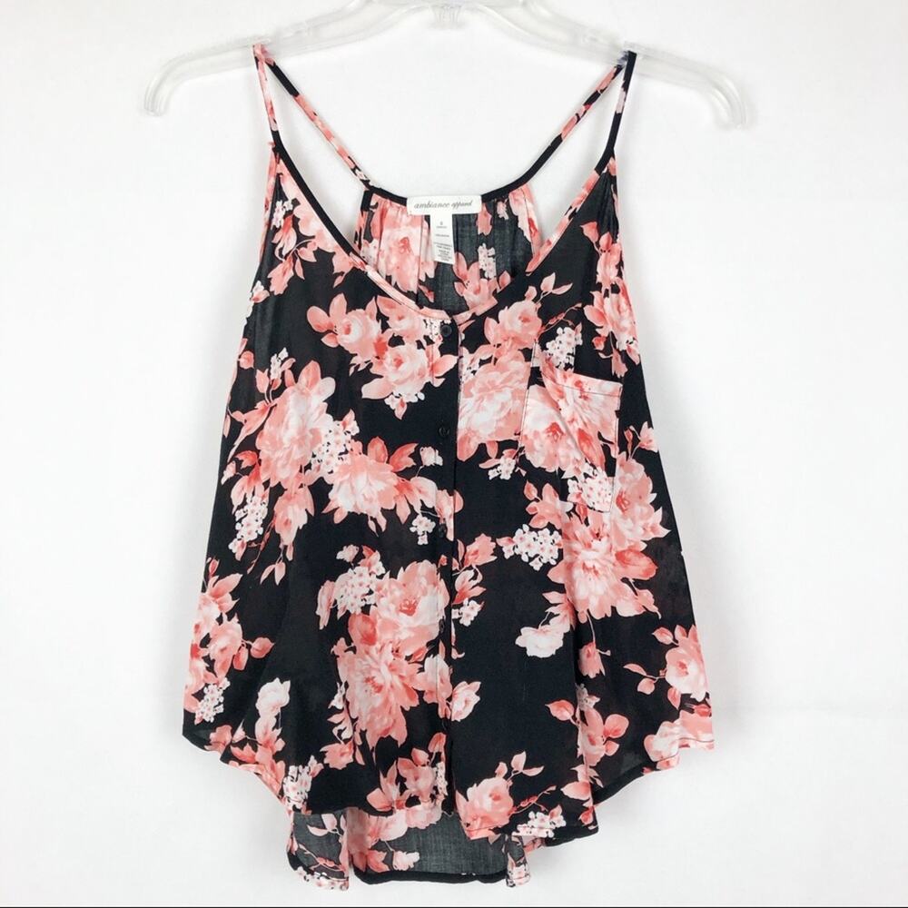 Ambiance Apparel Baby Doll Top Womens Small Floral Cottagecore Boho Flowy Beachy